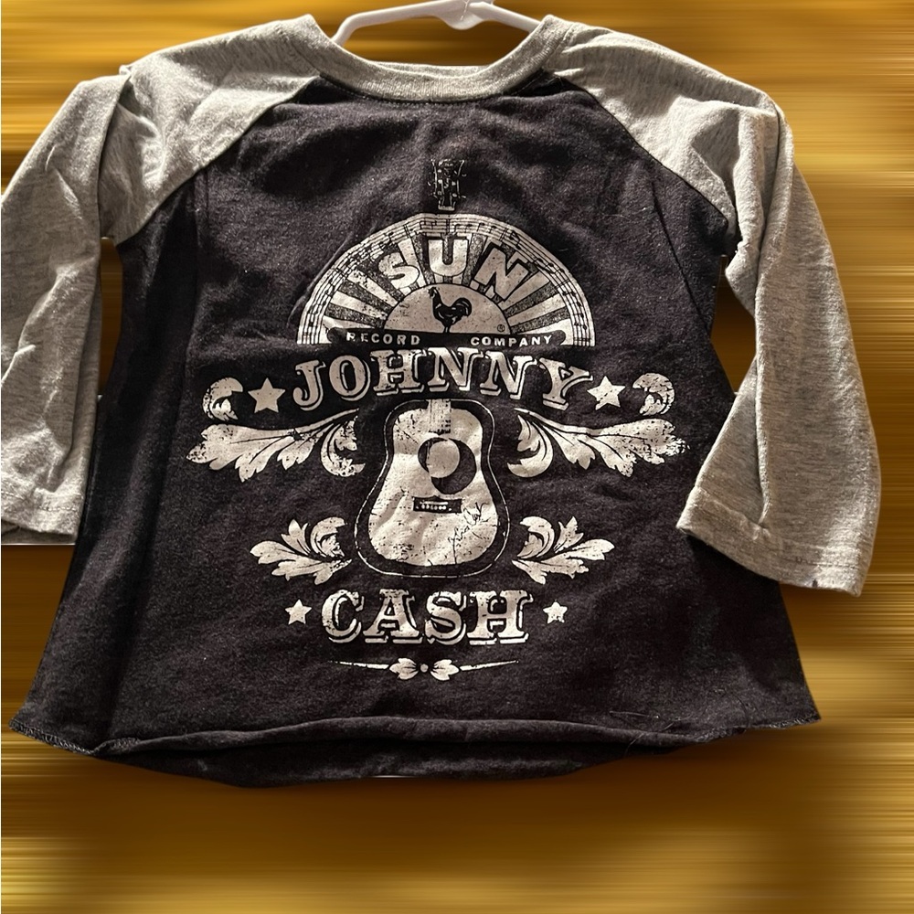 Black and Gray Short Sleeve Tee with Guitar Graphic